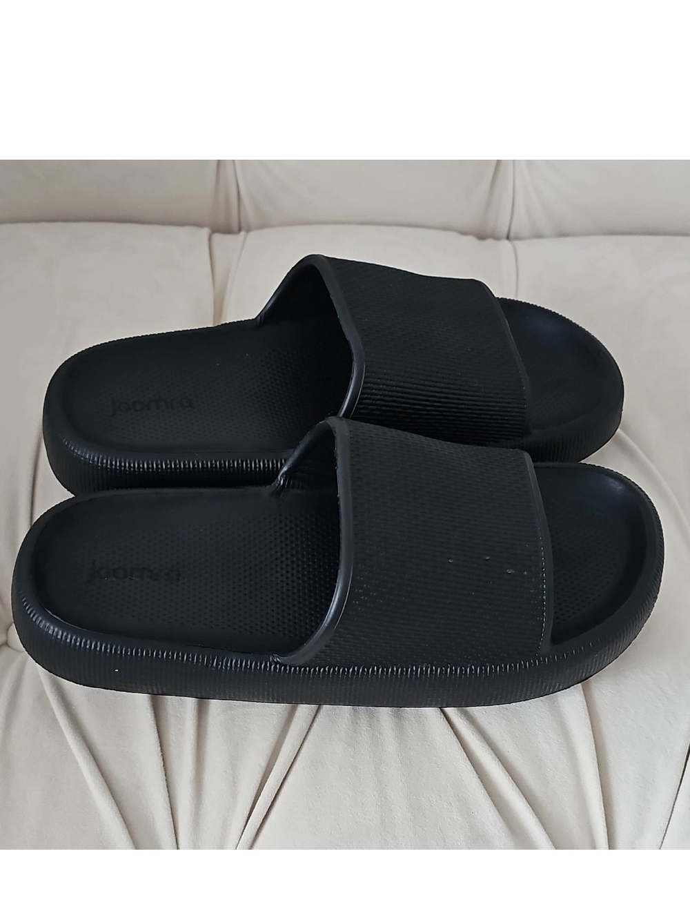 Joomra Unisex Black Solid Slide Sandal Synthetic Slip-On, 40-41